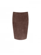 Chocolate suede leather skirt