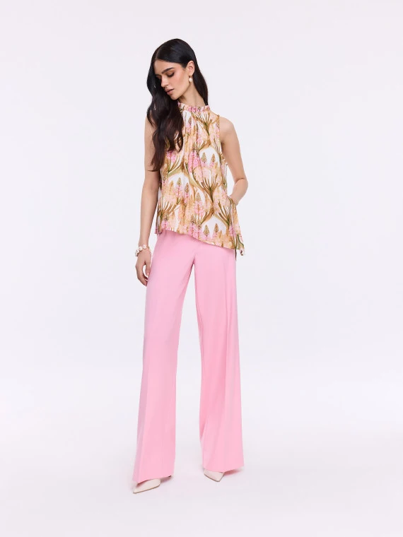 Blouse with original print and tie detail