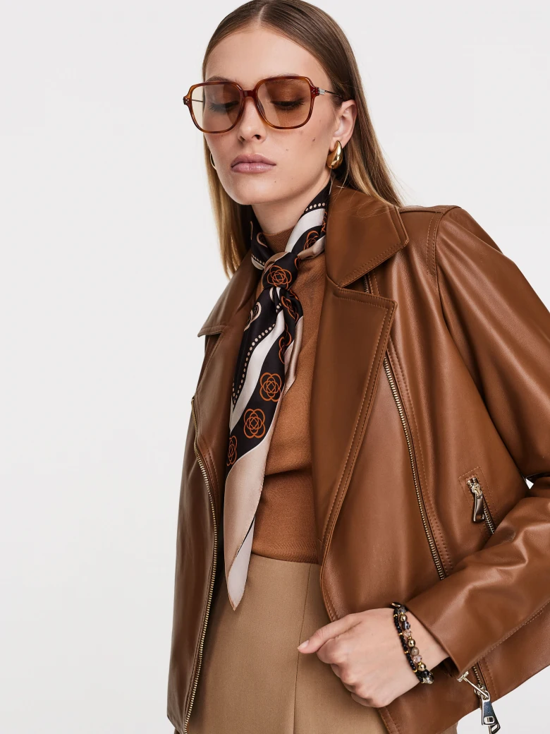 Caramel leather ramoneskin jacket