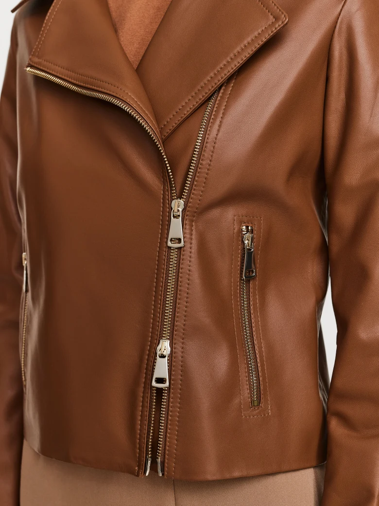 Caramel leather ramoneskin jacket