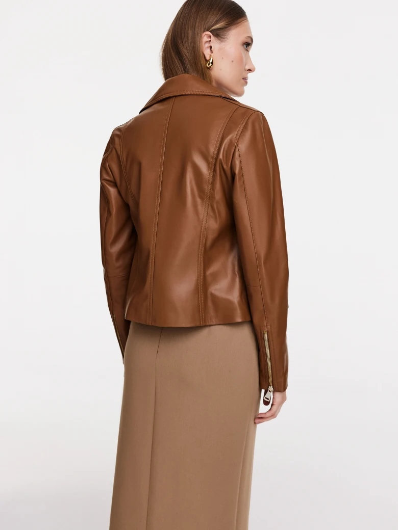 Caramel leather ramoneskin jacket