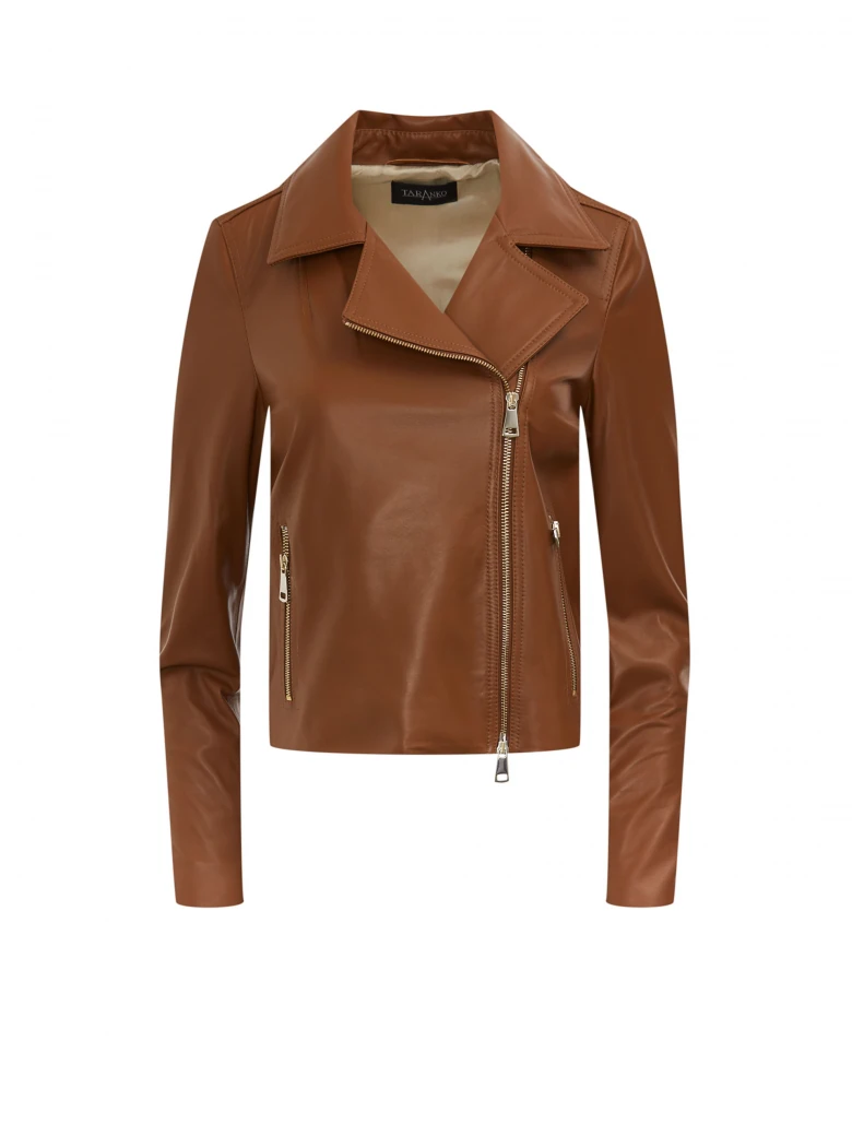 Caramel leather ramoneskin jacket