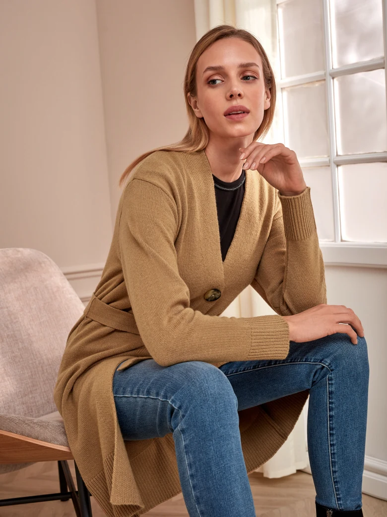 CAMEL WOOL SWEATER WITH CASHMERE