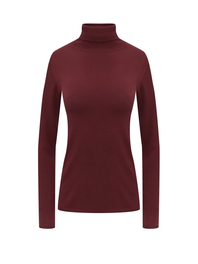 Viscose turtleneck jumper in burgundy