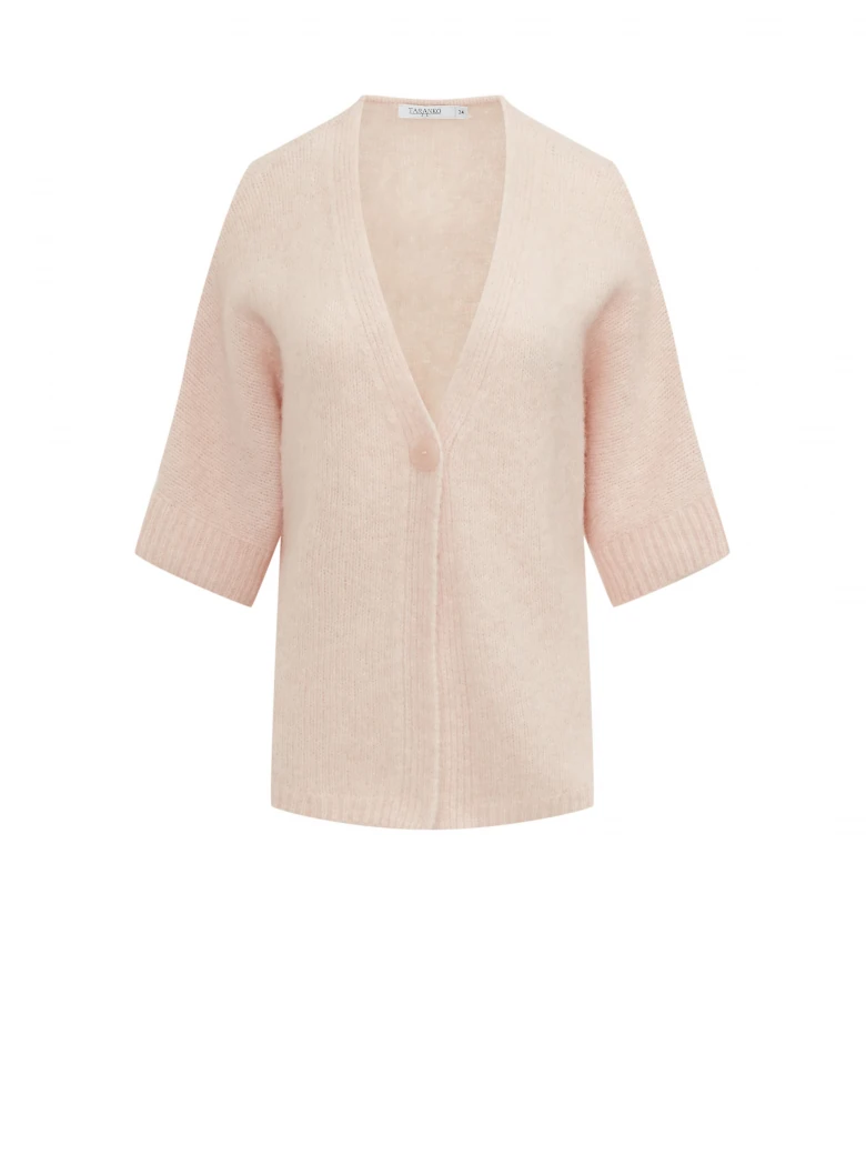 Wool cardigan in powder pink