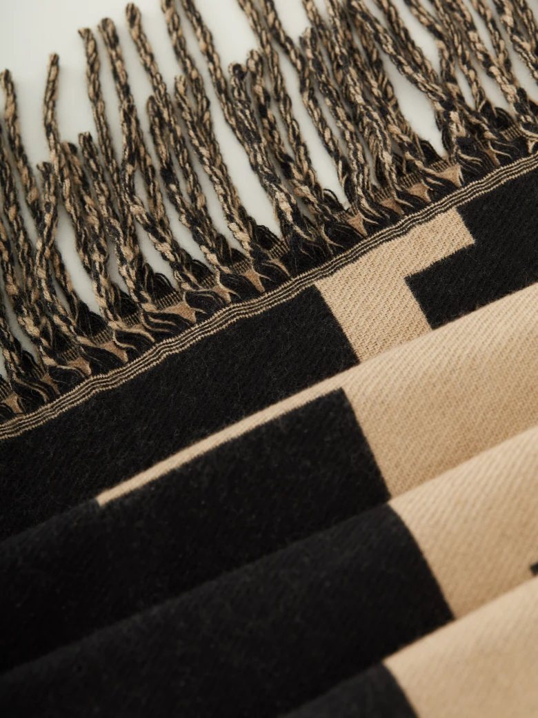 Black and beige scarf in geometric pattern