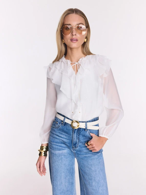 White blouse with frill