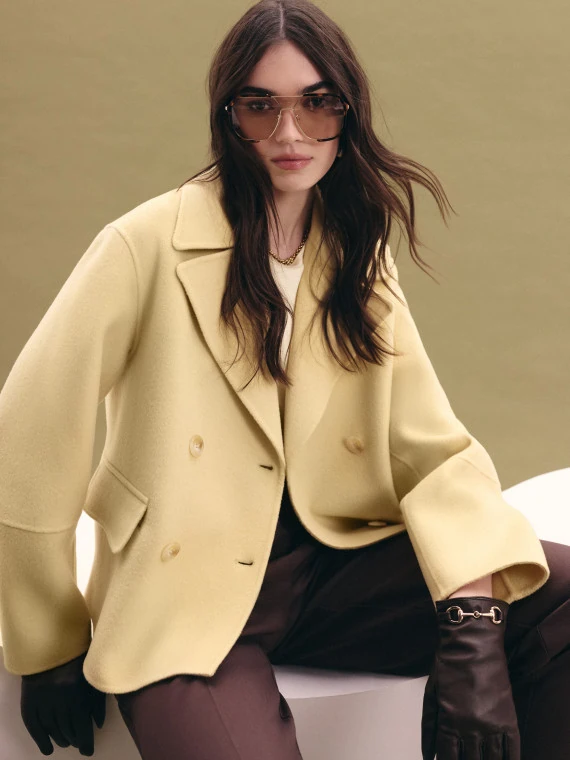 Butter yellow double-breasted wool jacket