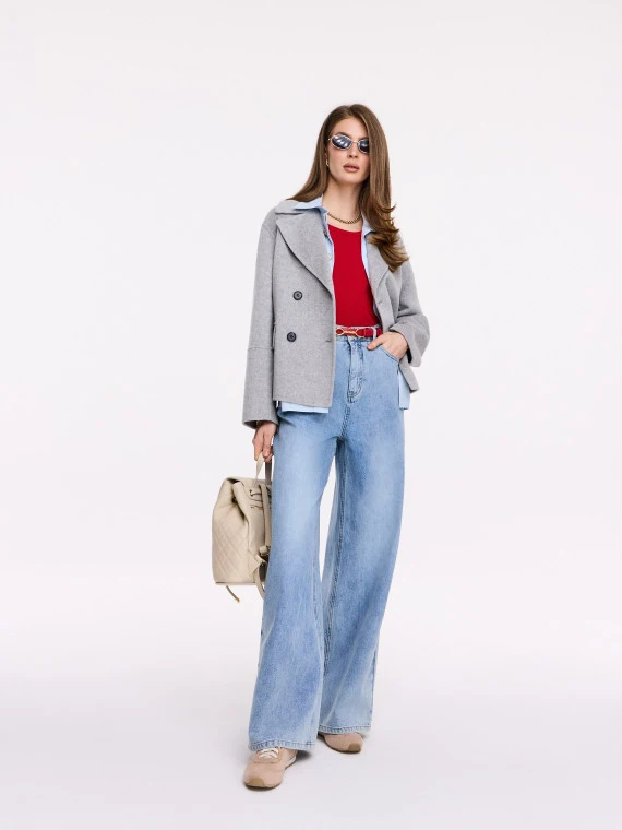 Double-breasted gray wool  jacket