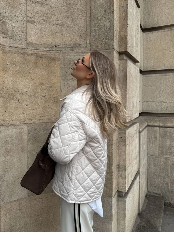 Short quilted jacket in ecru