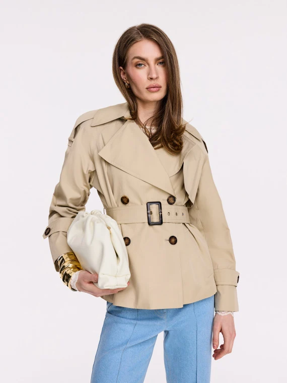Beige jacket à la short trench coat