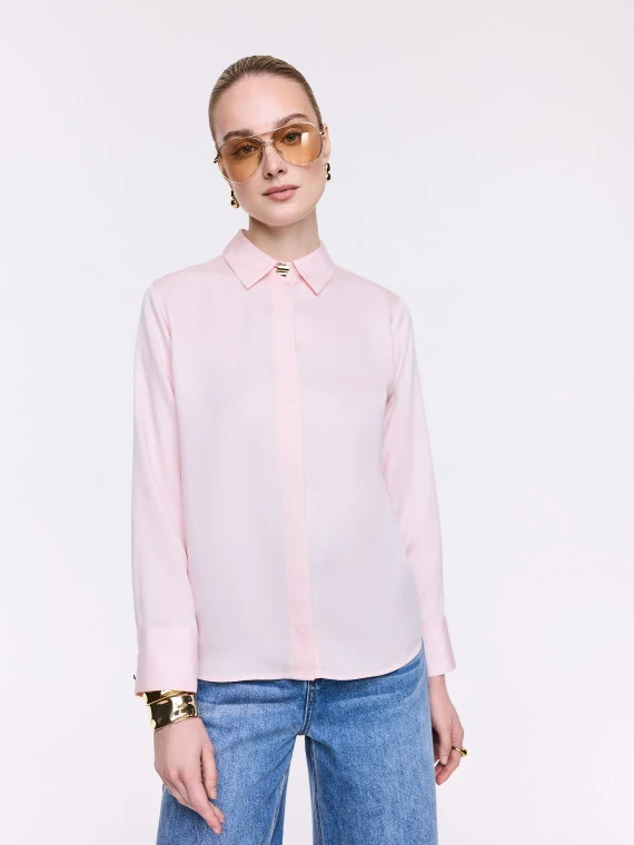 Powder pink elegant viscose shirt