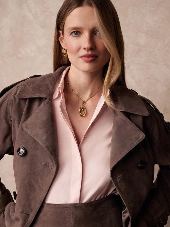 Powder pink elegant viscose shirt
