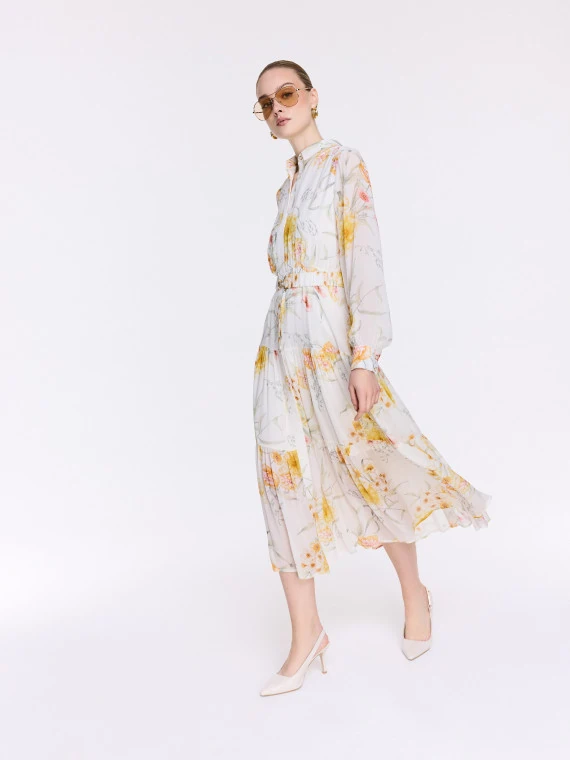 A shirt dress with yellow flowers