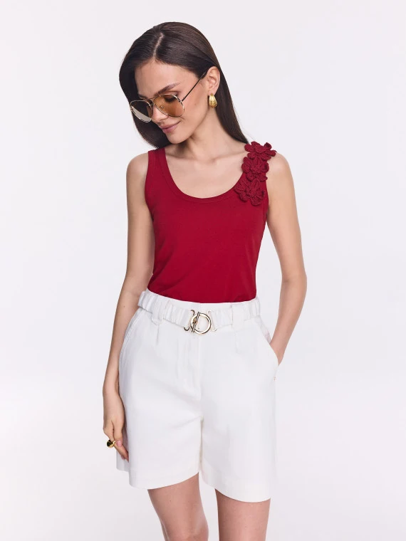 High-waisted white shorts