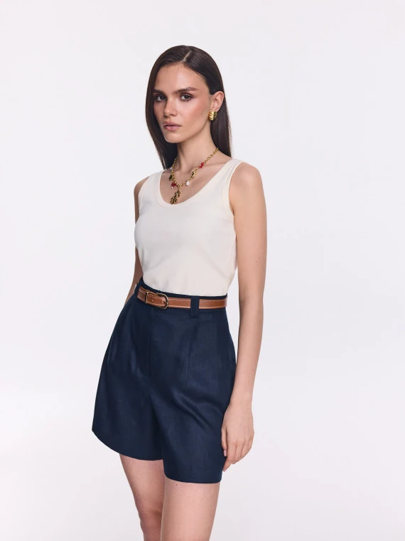 Navy linen shorts