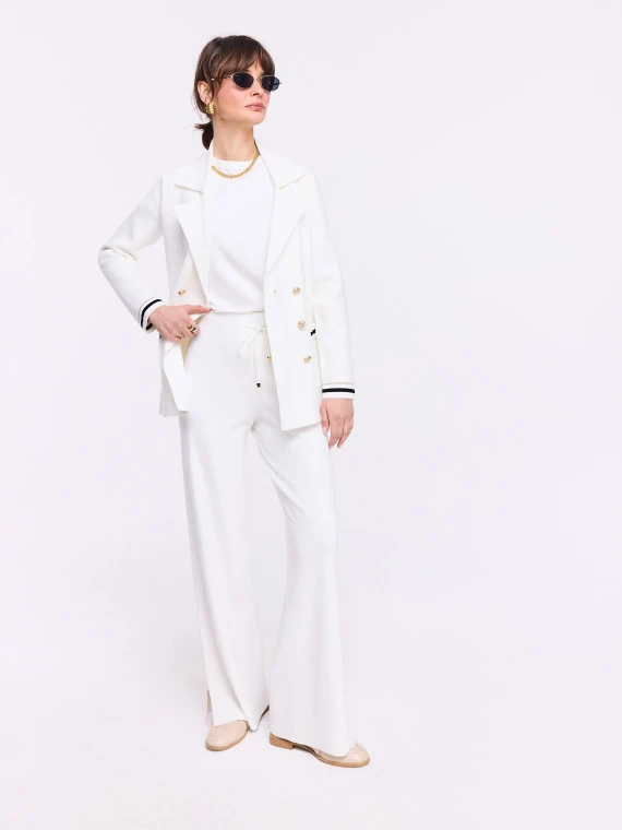 Cream high-waisted knit pants