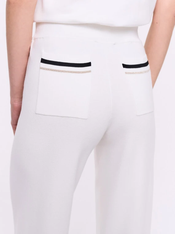 Cream high-waisted knit pants