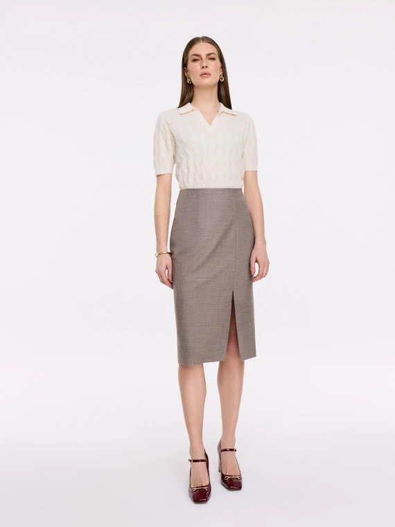 Taupe pencil skirt