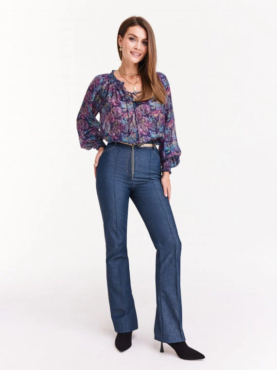Denim elegant pants with edge
