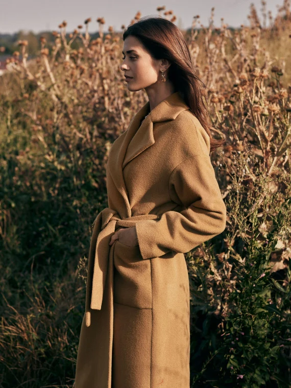 Caramel wool and angora coat