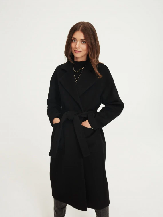 Black wool angora coat