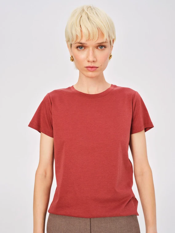 Short-sleeved blouse with linen and silk accents