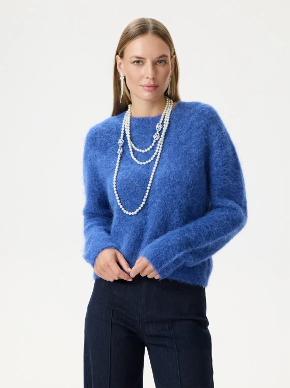 Chabrowy sweter z wełną alpaki