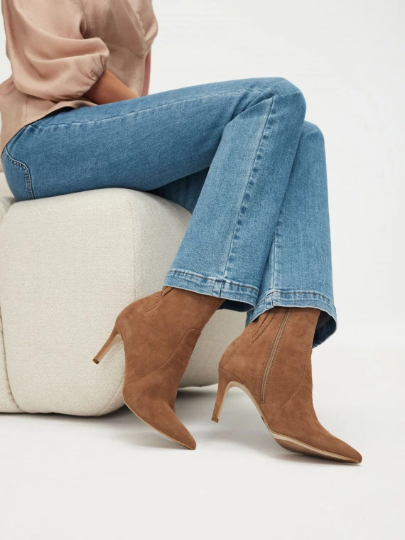 Beige heeled boots