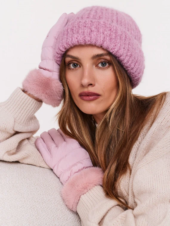 Large alpaca hat in pink color