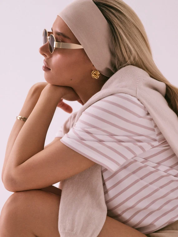 Beige cotton headband