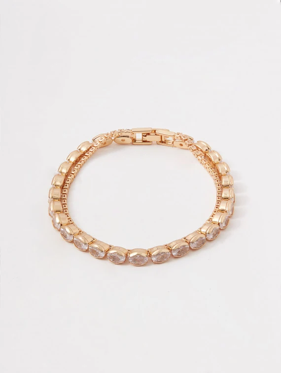 Gold-plated bracelet with decorative zirconia stones