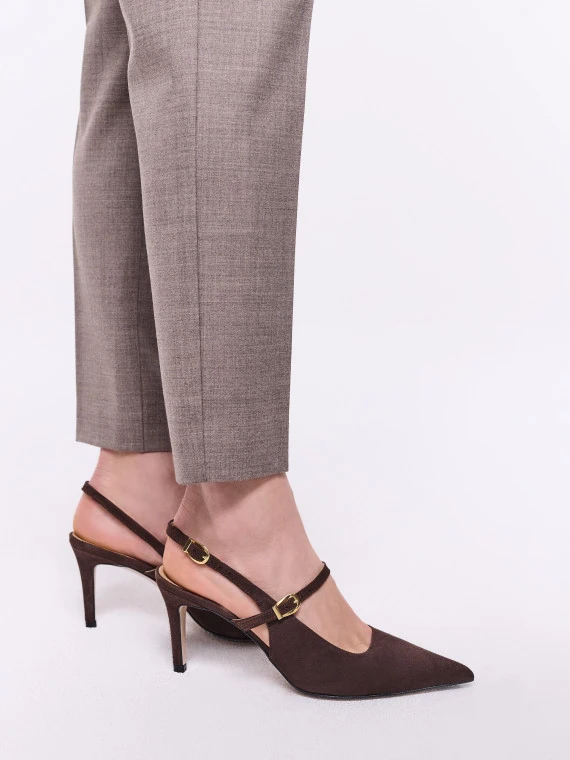 Brown leather pumps