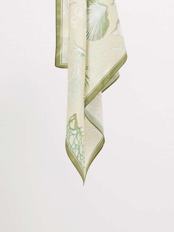 Silk scarf with a shell and coral pattern
