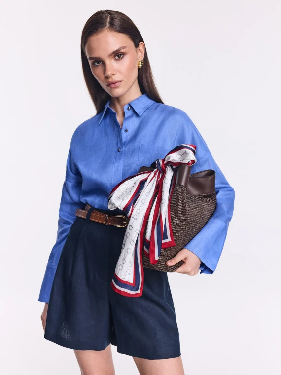 Long silk scarf with classic patterns