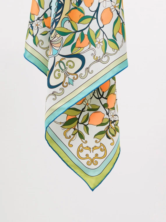 Silk scarf with a lemon pattern