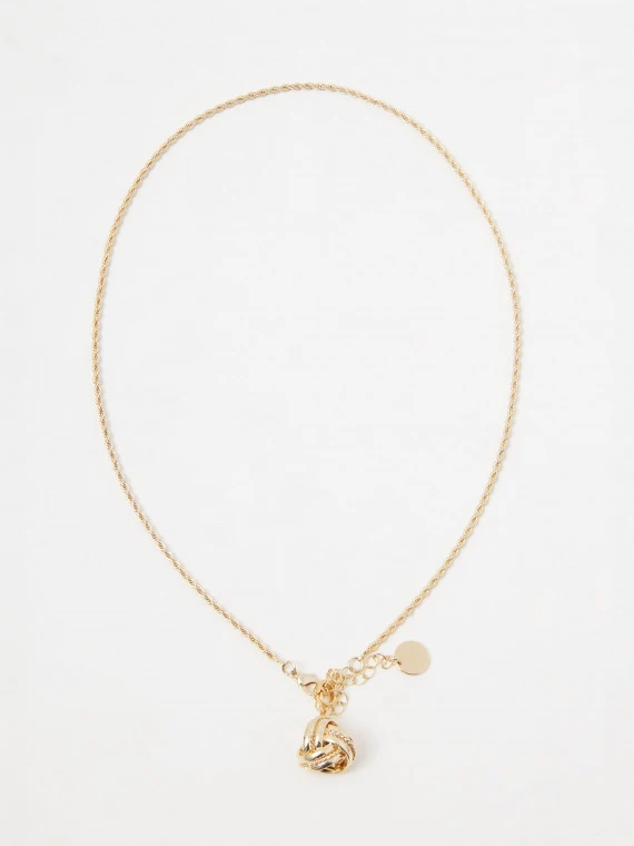 Gold-plated necklace with a knot-shaped pendant