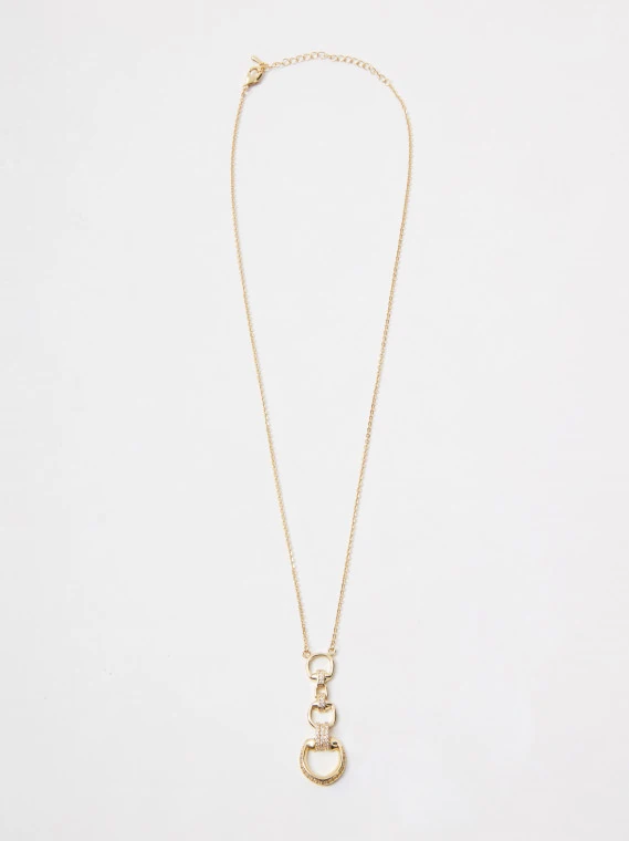 Gold-plated necklace with a decorative pendant with cubic zirconias