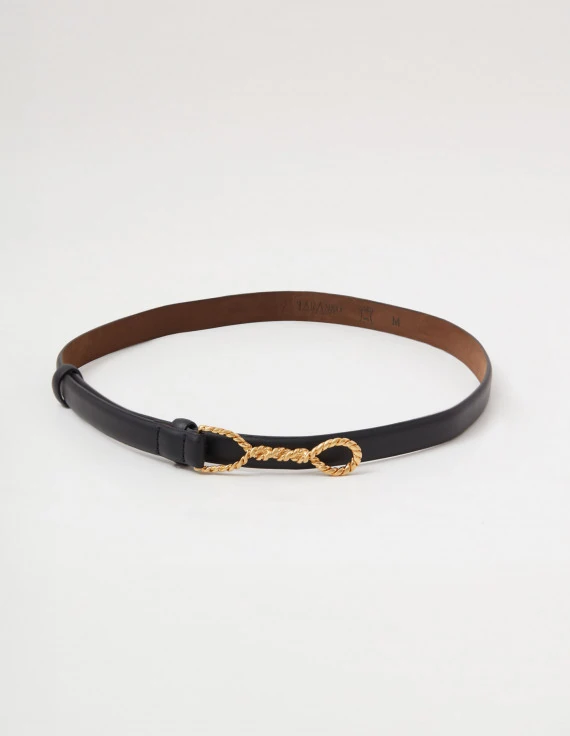 Bombato leather belt with decorative buckle
