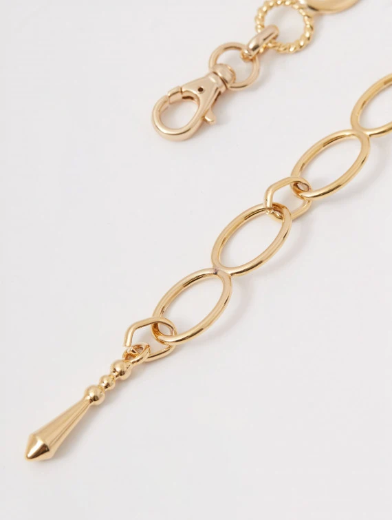 A chain-style belt with decorative links
