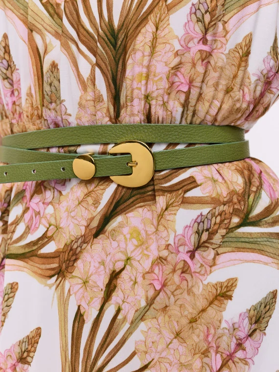 Double leather belt in green