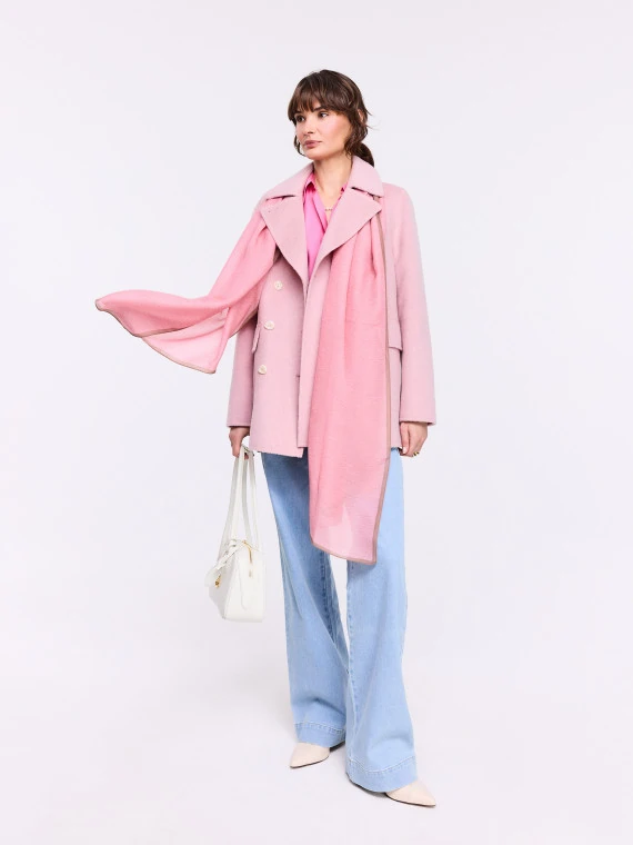 Woolen pink scarf with silk accents