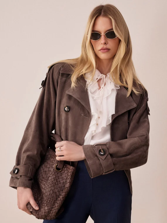 Brown woven leather bag