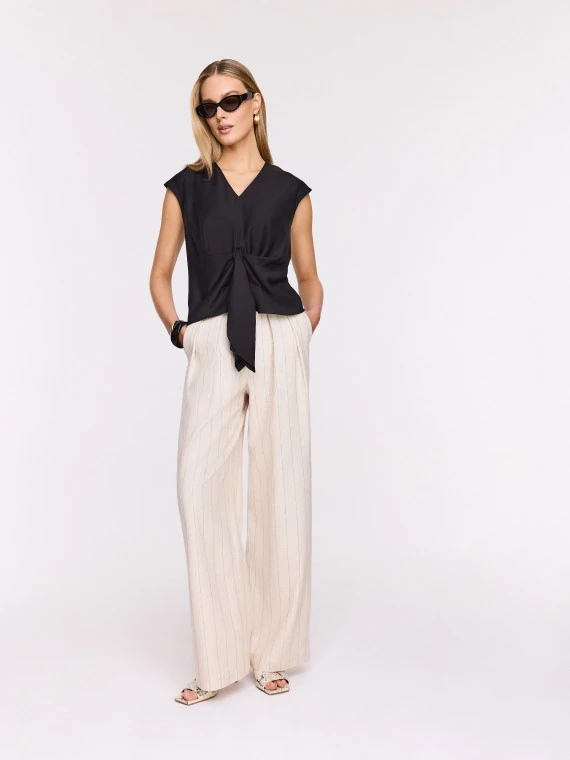 Black blouse with a tie