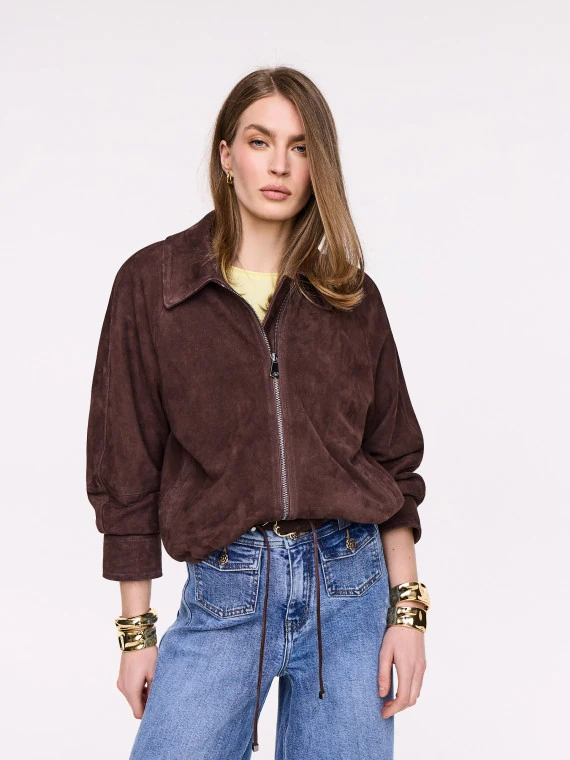 Chocolate suede leather jacket