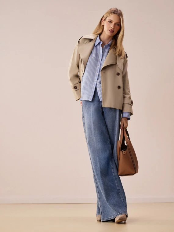 Blue striped shirt with wide cuffs