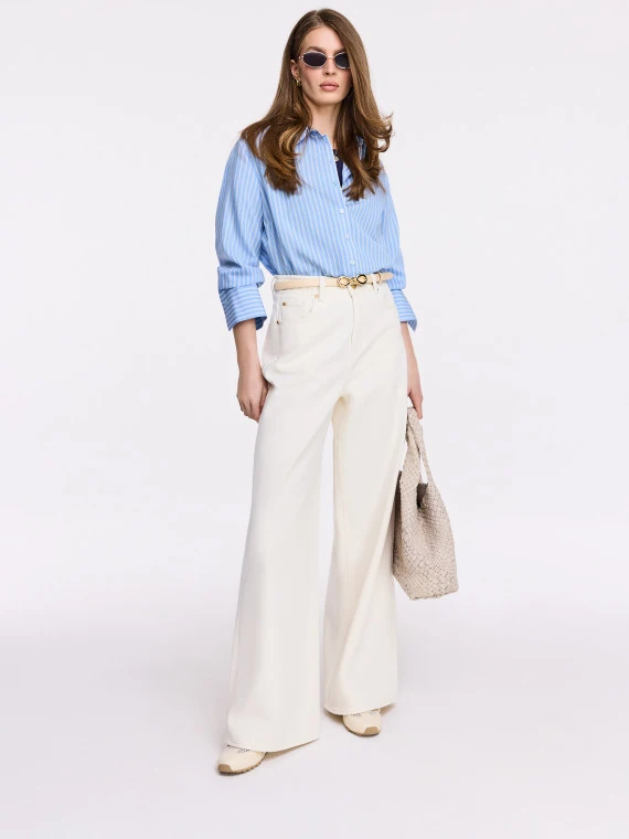 Blue striped shirt with wide cuffs