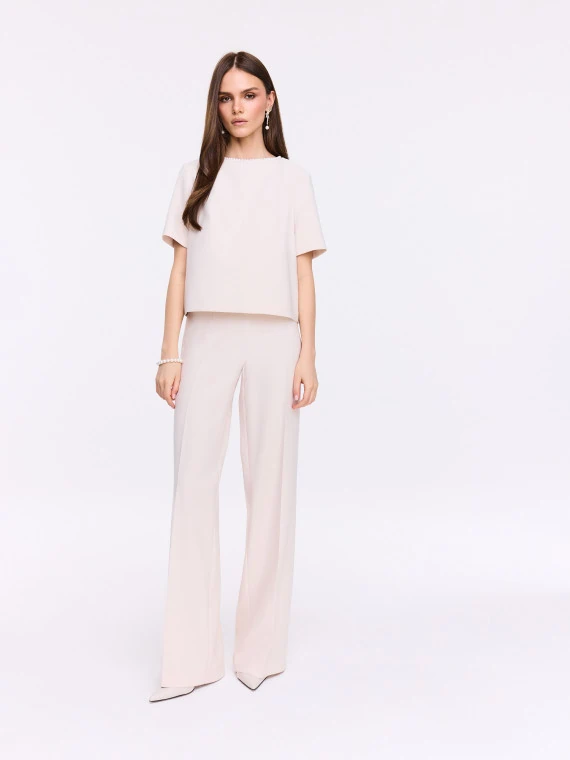 Beige wide-leg pants