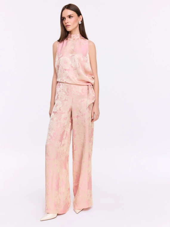 Elegant satin pants with floral print