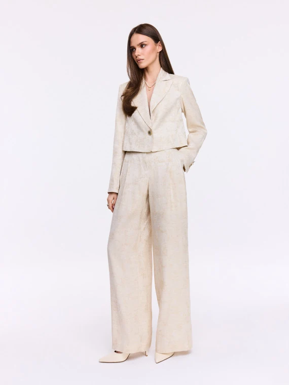Jacquard pants with linen